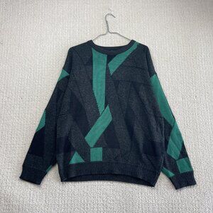 VTG Intermission Color Geometric Psychedelic Knit Acrylic Sweater Men Size Read